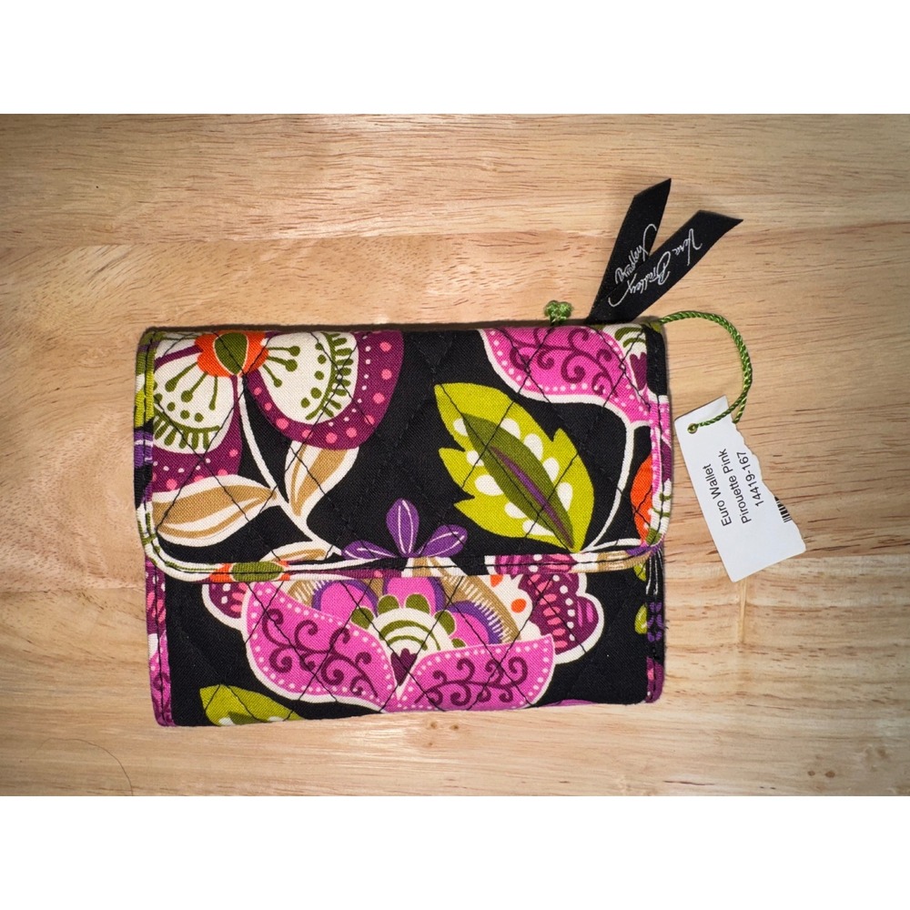 Vera Bradley Euro Wallet Pirouette Pink Floral Quilted Cotton 14419-167 NEW